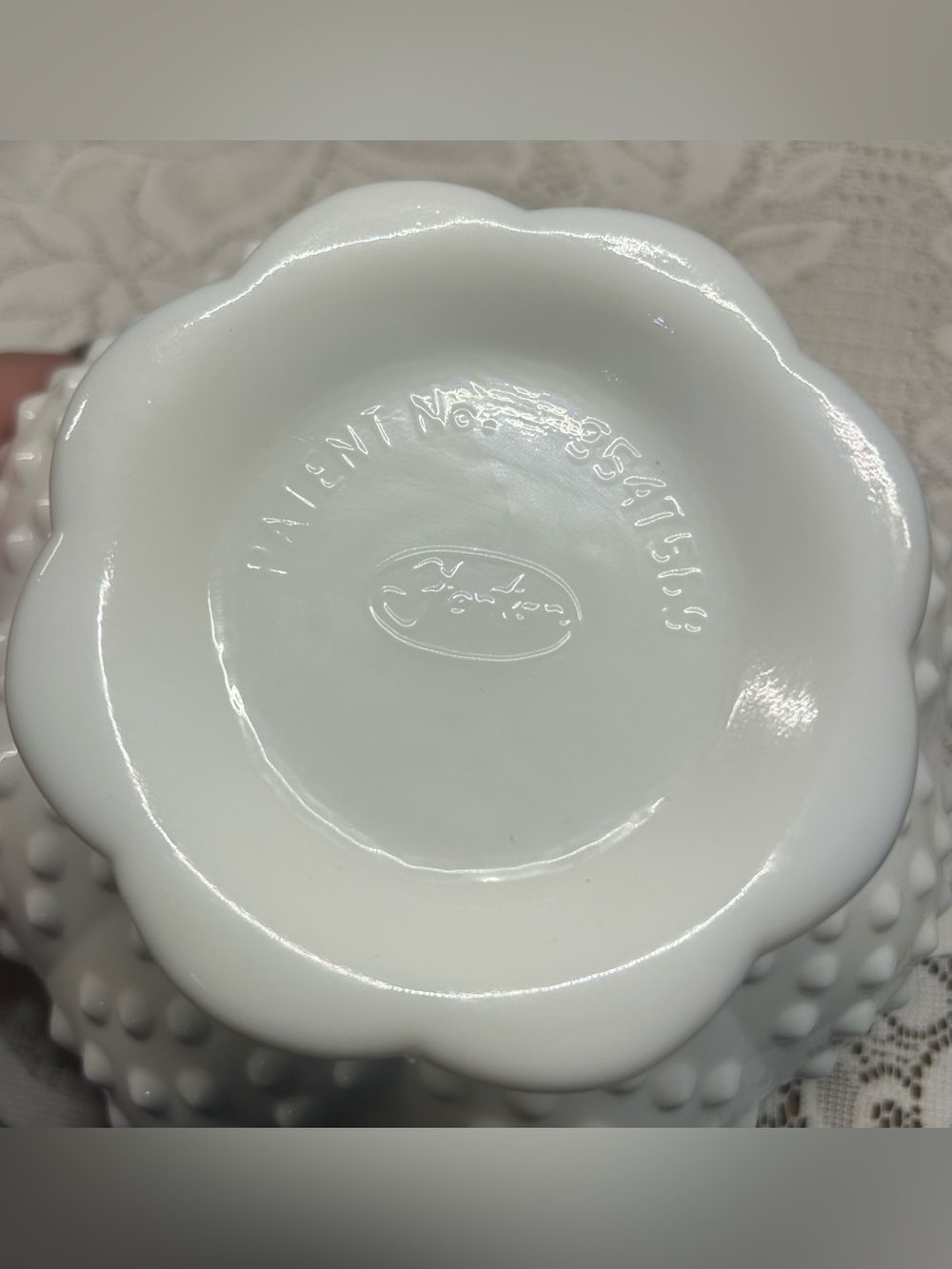 Vintage Fenton Hobnail Milk Glass Creative Candle Bowl - Picture 6 of 7